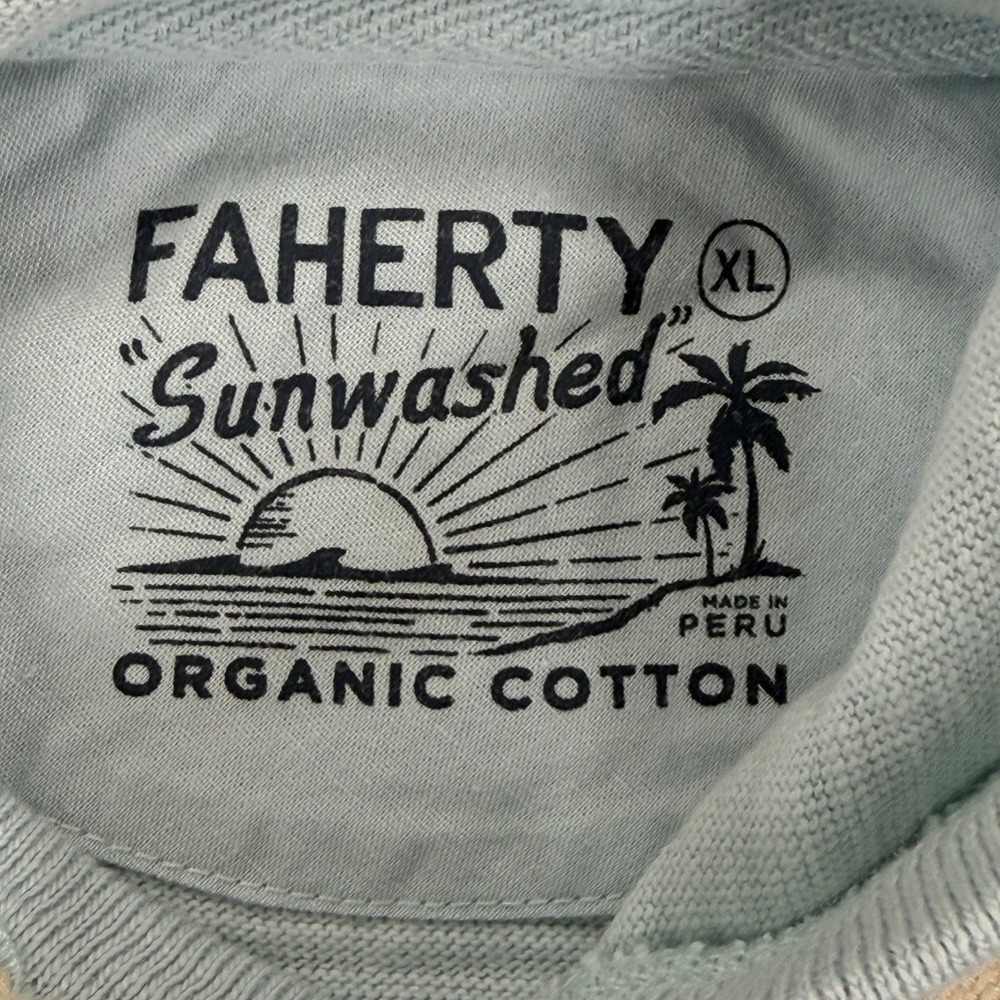Faherty Light Blue Hooded Sweatshirt with White Stripe - Picture 2 of 7